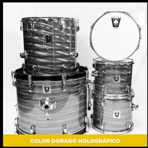 Wotan VORD-4K-YL | Batería acústica de 5 cuerpos color amarillo holográfico